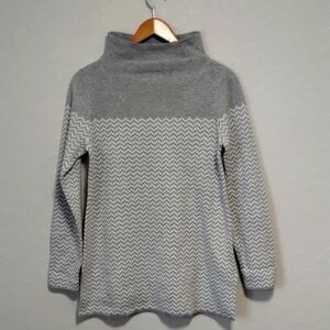Gray Chevron Turtleneck Sweater